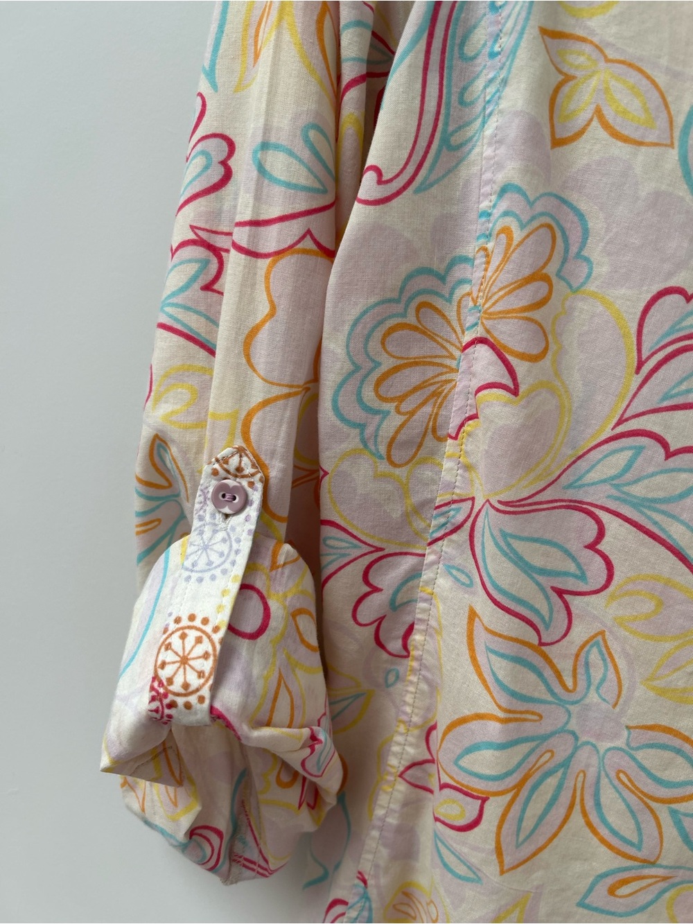 Robert Graham Multicolor Floral Button-Down Shirt - Pastel Pink, Yellow, Blue - Picture 3 of 3